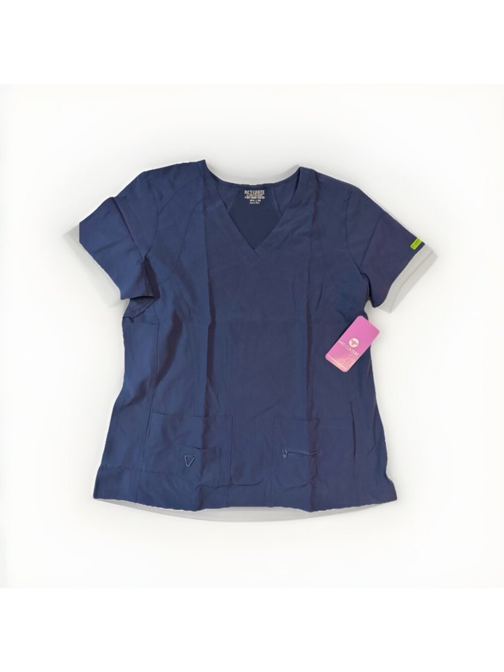MED COUTURE Activate 4-way Stretch Women’s Multi Pocket Scrub Top -2XL -Navy